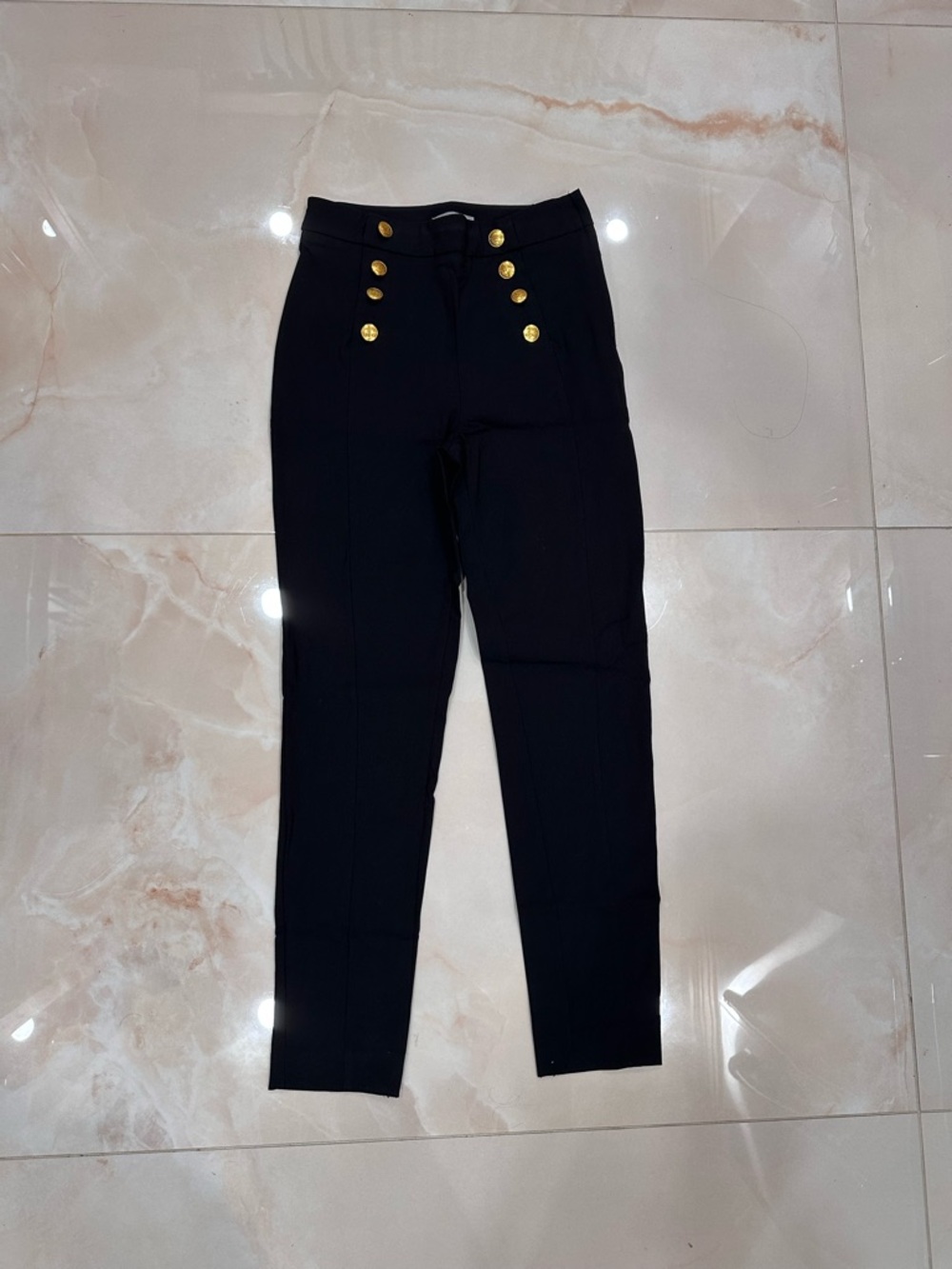 H&M Black Waistband Pants with Gold Buttons